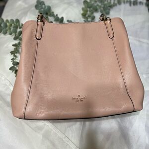 Kate Spade Jackson Large Light Pink Leather Shoulder Bag Triple Compartment EUC